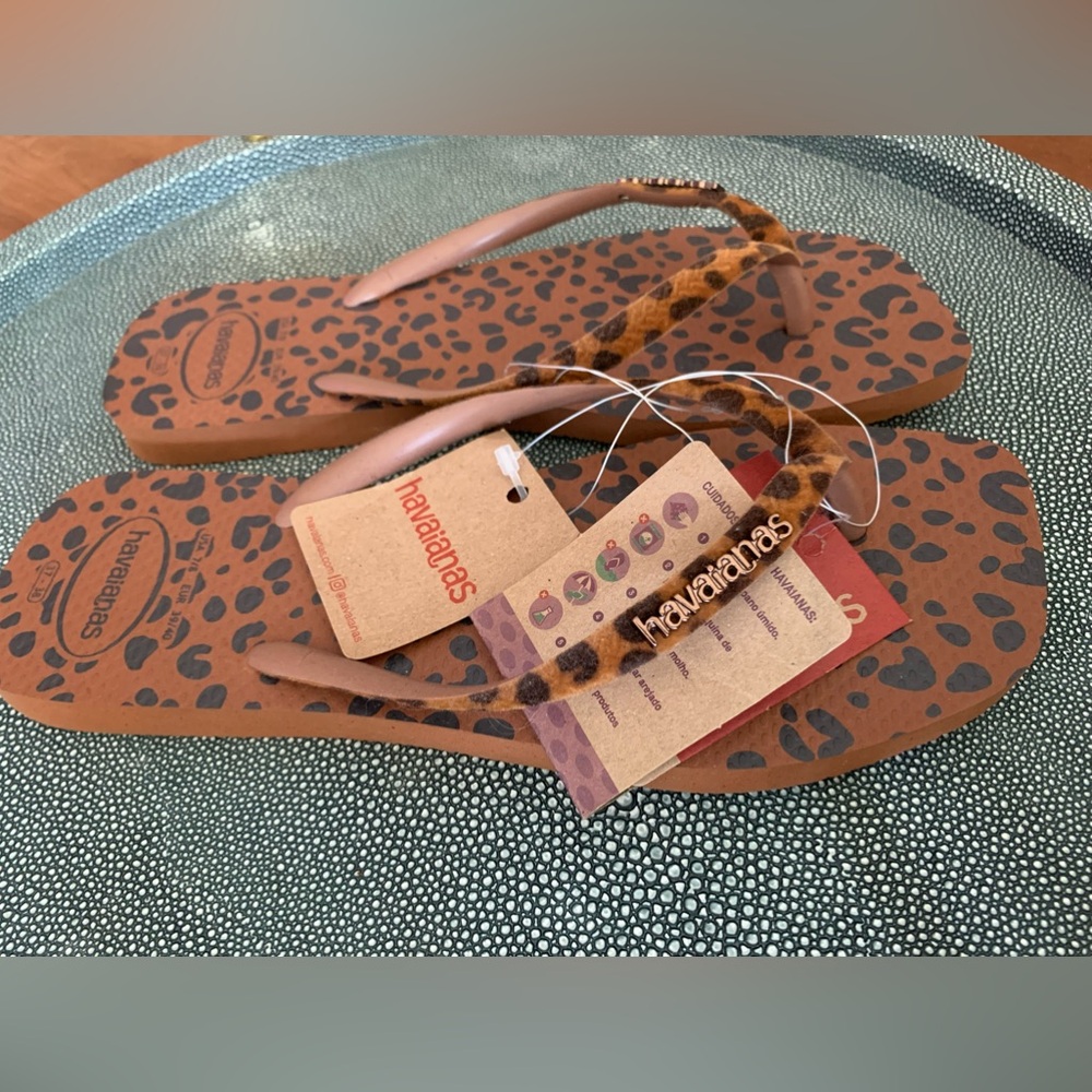Havaianas NWT Women’s Flip Flops Beach Sandals  size US 7/8 ~ Cheetah - Picture 6 of 13